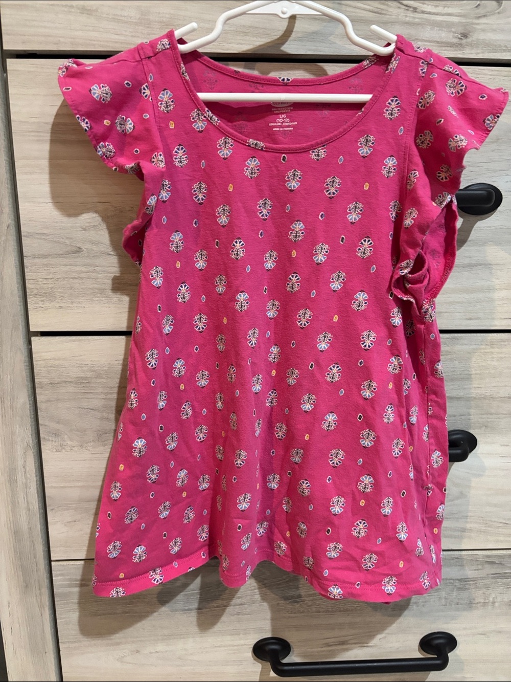 Girls' Pink Flutter-Sleeve Cotton Top